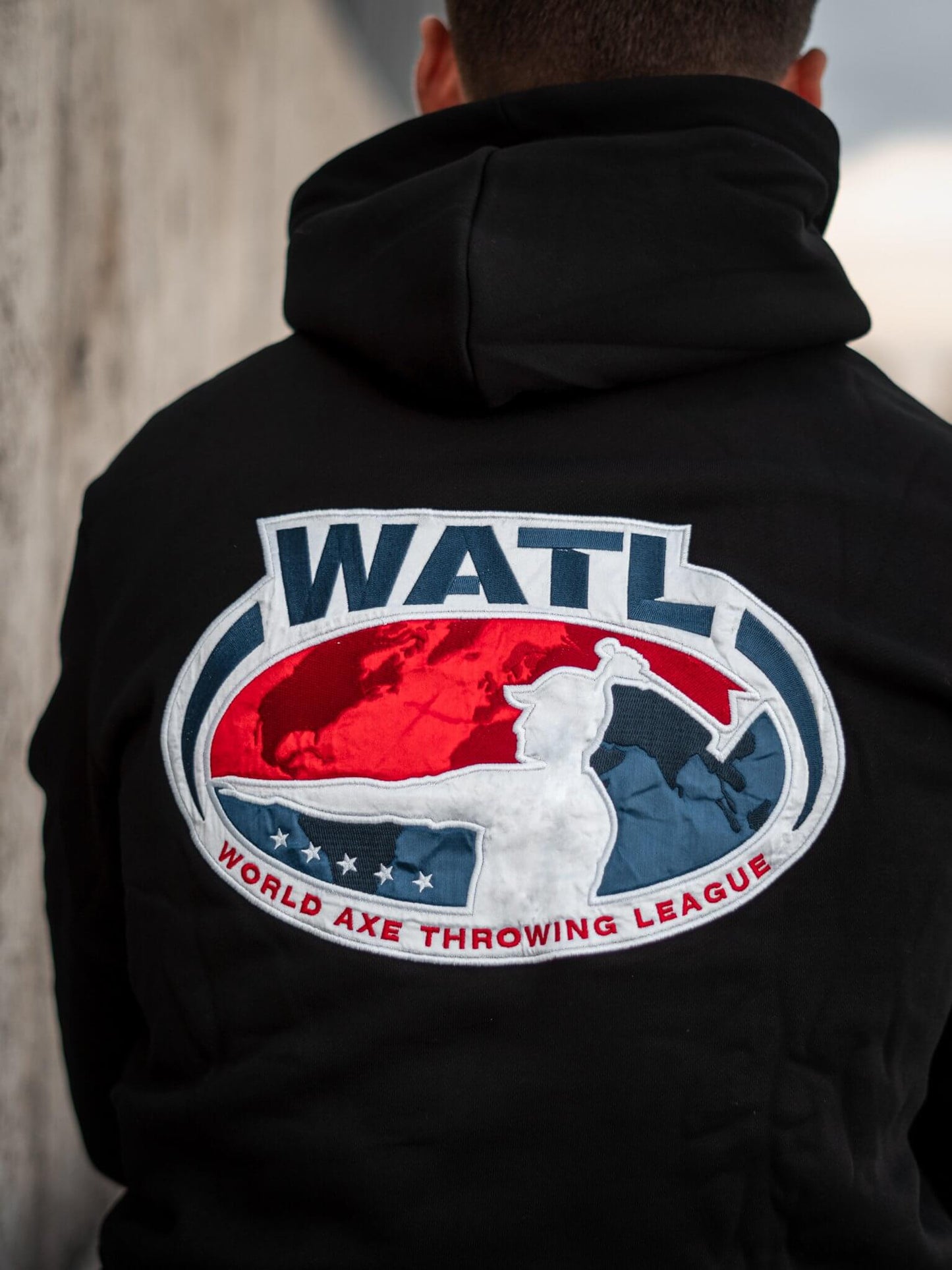 World Axe Throwing League Apparel Hoodie Back Logo