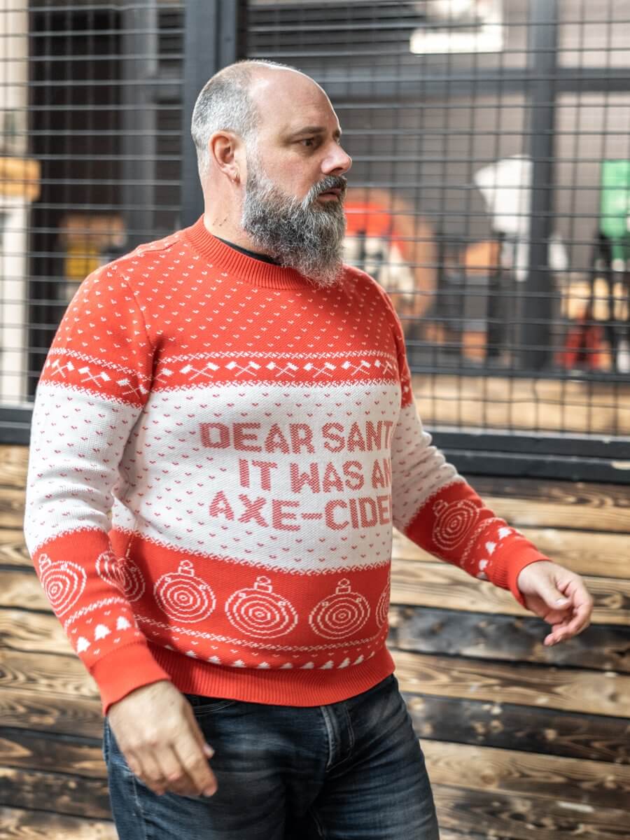 World Axe Throwing League Christmas Sweater Mike Boards