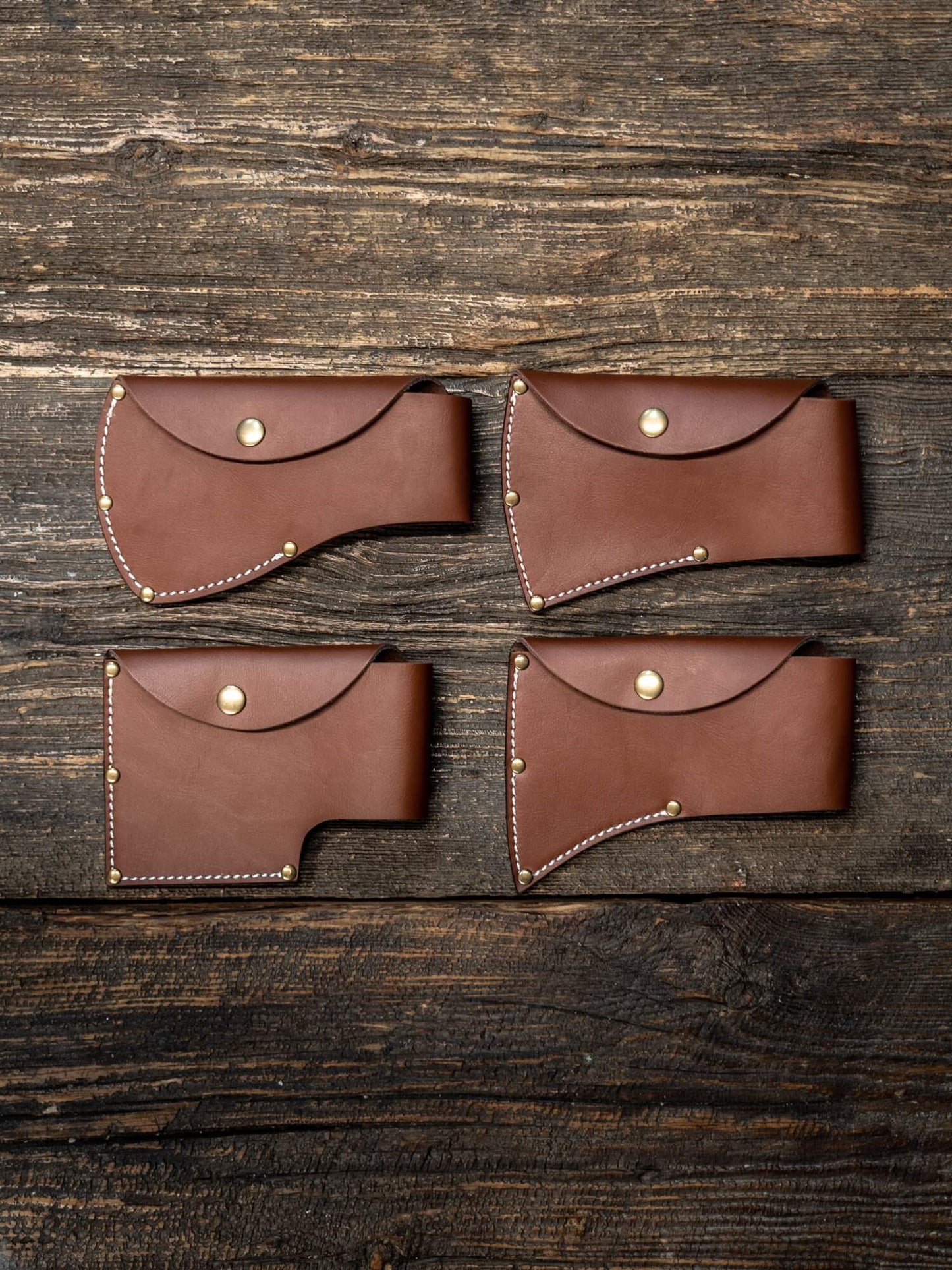 World Axe Throwing League Premium Leather Sheaths Flatlay