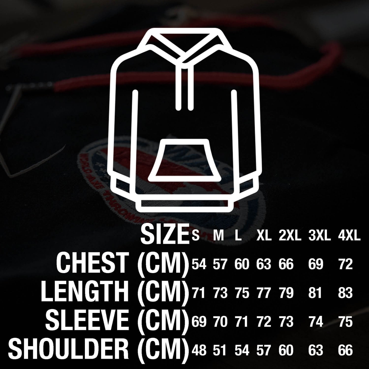 World Axe Throwing League Apparel Hoodie Size Chart