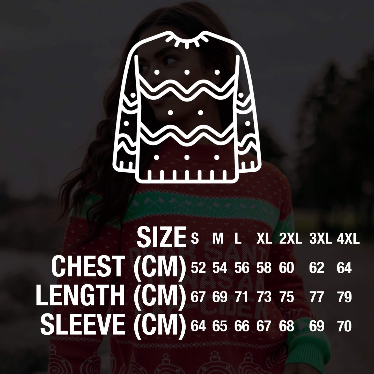 World Axe Throwing League Christmas Sweater Size Chart